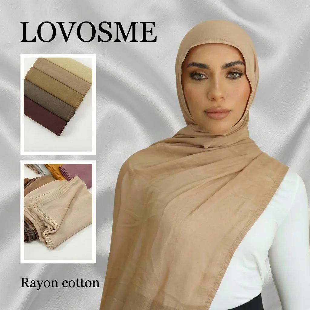 

Muslim Woman Hijab Cotton Plain Musulman Scarves Solid Islamic Shawls and Wraps Soft Women's Turban Headband Veil 190*85cm