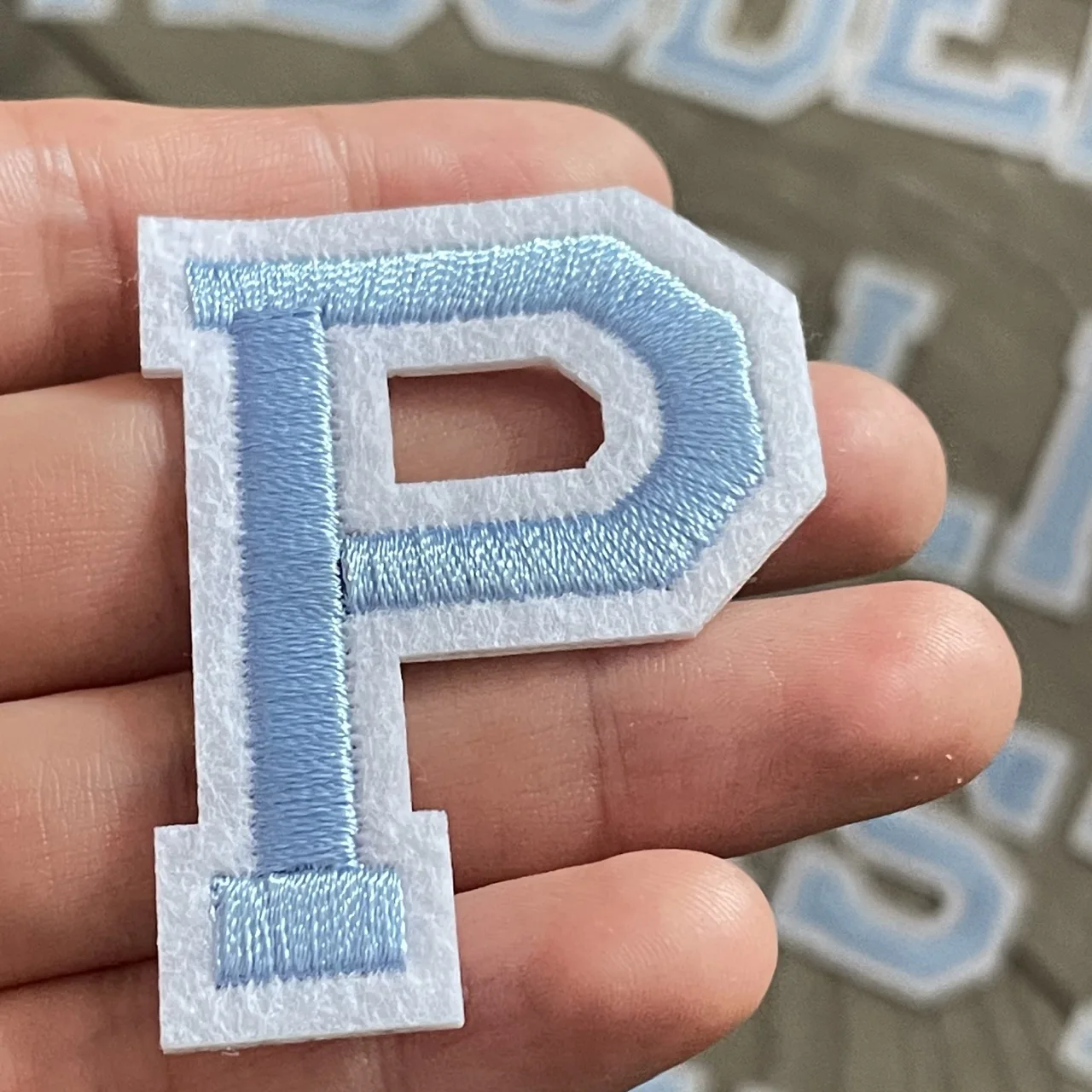 5CM Light Blue Letter Patches Embroidered Patch Iron on For Clothing DIY Accessories Alphabet ABCD EFG HIJK LMN OPQ RST UVW XYZ