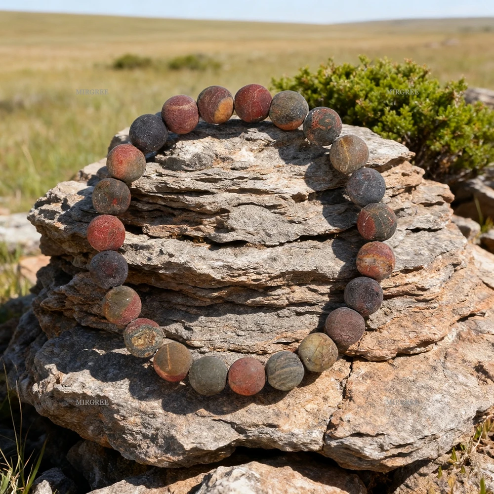 قطعة واحدة من سوار الخرز الحجري الطبيعي متعدد الألوان، ملحق لون الأرض مع خصائص كريستال الشفاء، ملابس يومية #5