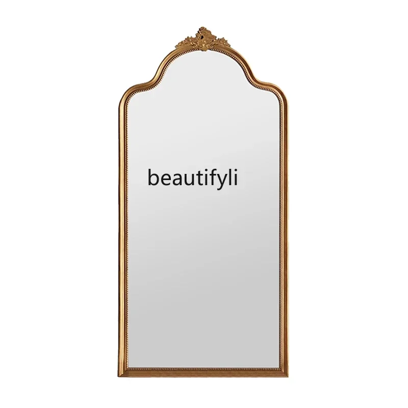 TTT  Vintage carved makeup mirror porch decorative mirror bedroom wall hanging American vanity mirror