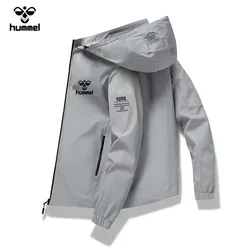 2024 New Brand HUMMEL Spring and Autumn Puffa Jacket Windproof Men's Casual Sports Printed Jacket Fashion Men