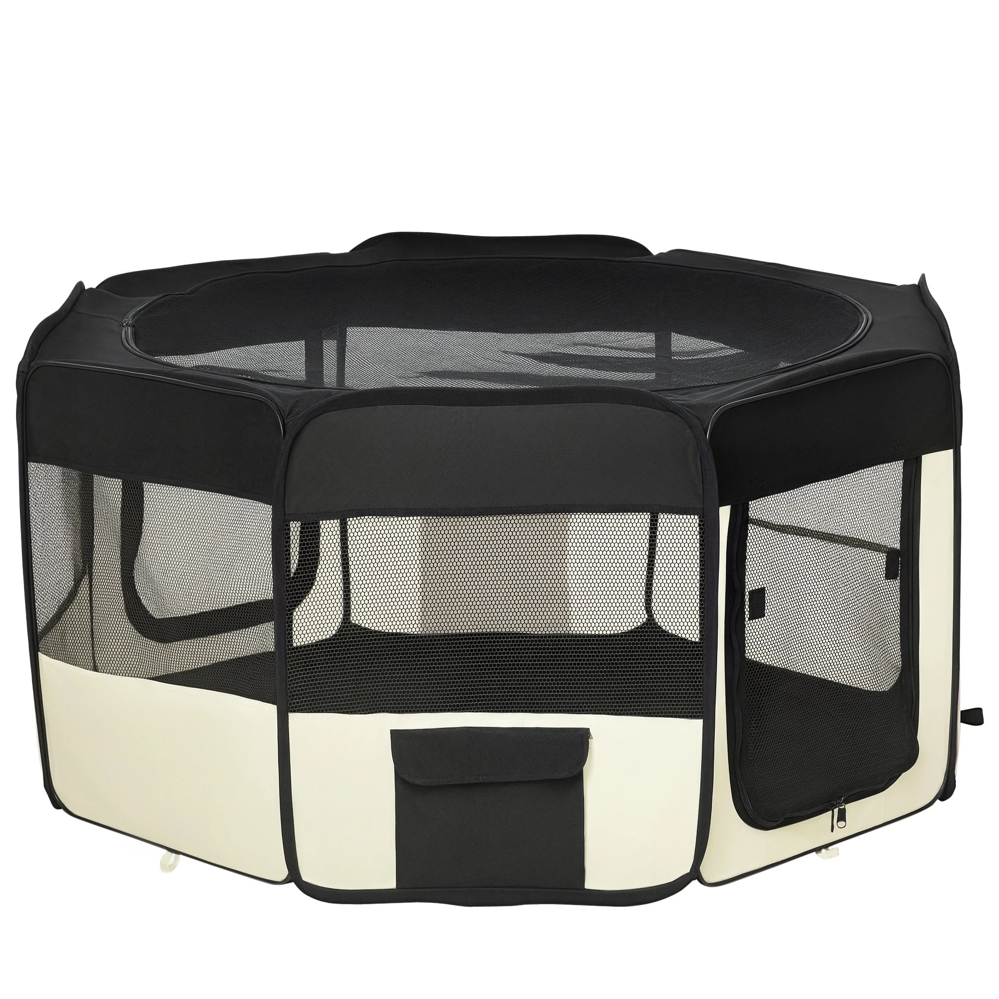 PawHut PawHut Parque Plegable para Perros de 8 Paneles Parque de Juego para Mascotas con Bolsa de Transporte Ø120x58 cm Negro