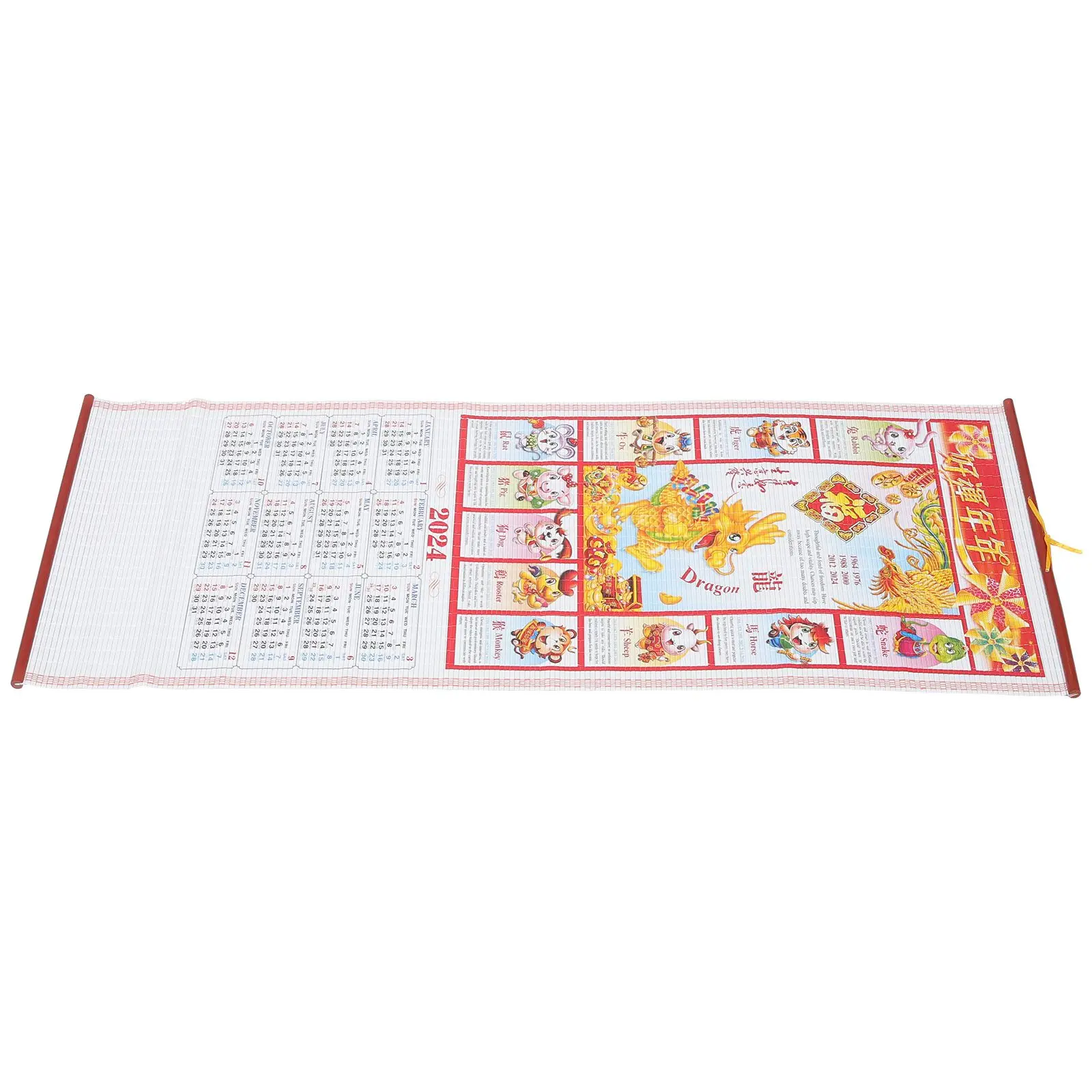 2024 Wall Calendar Dragon Design Thick Paper Lunar Date Yearly Planner Chinese New Year Decor Kitchen Accessories