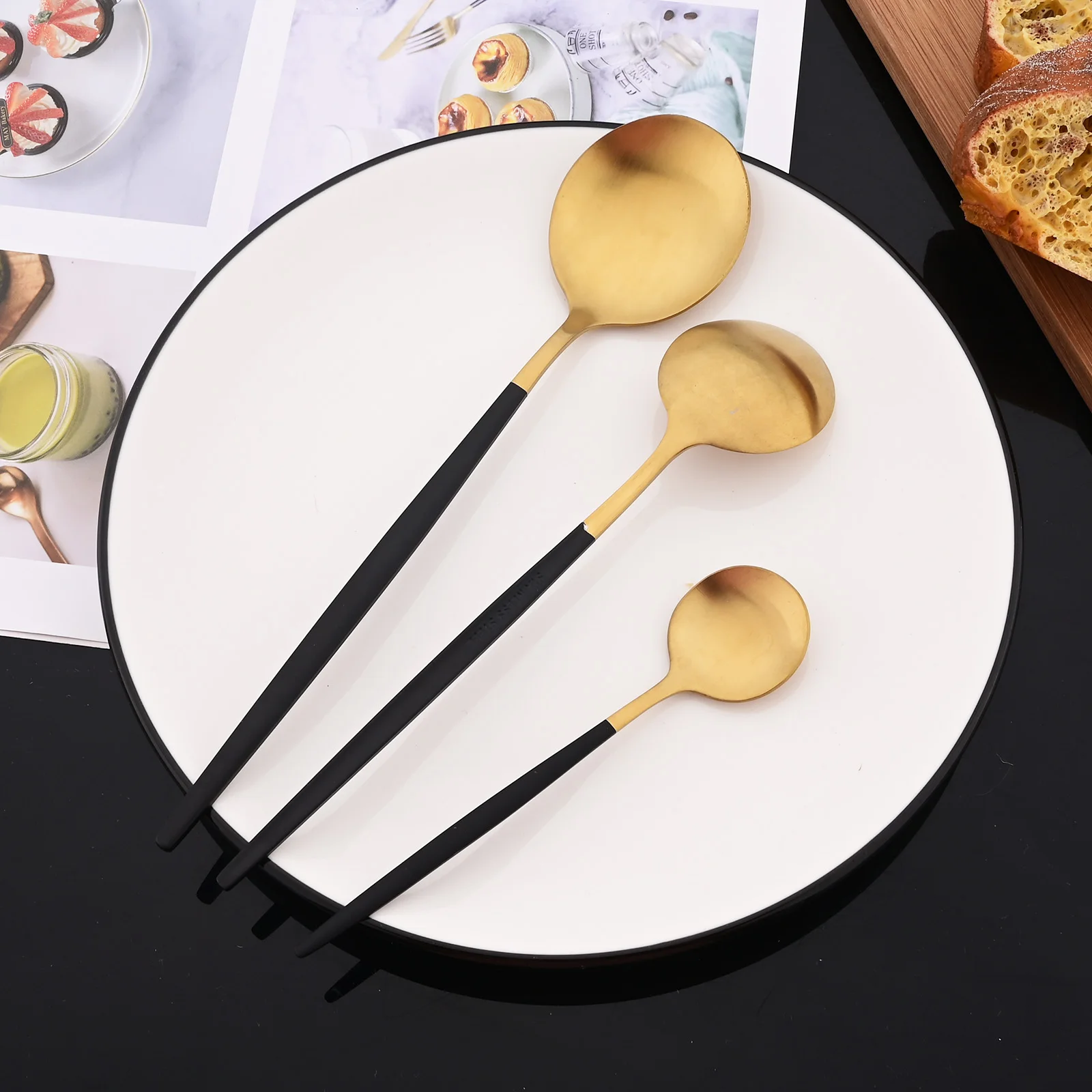 Black Gold 36Pcs Matte Flatware Dinnerware Set Knife Dessert Fork Spoon Dinner Set Stainless Steel Tableware Kitchen Cutlery Set