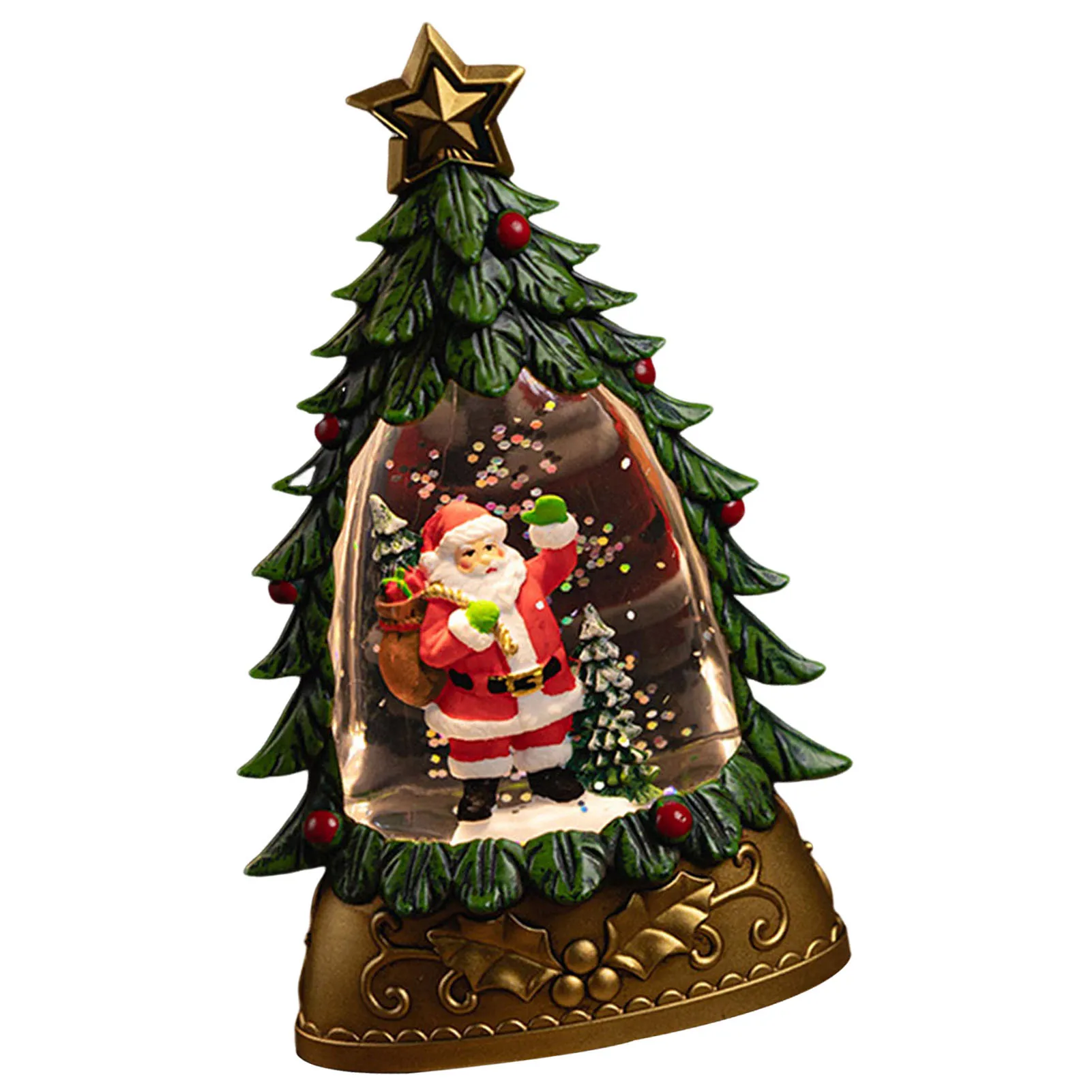 Snow Globe albero di natale Figurine babbo natale decorazioni Glitter lanterna per regalo di natale e capodanno