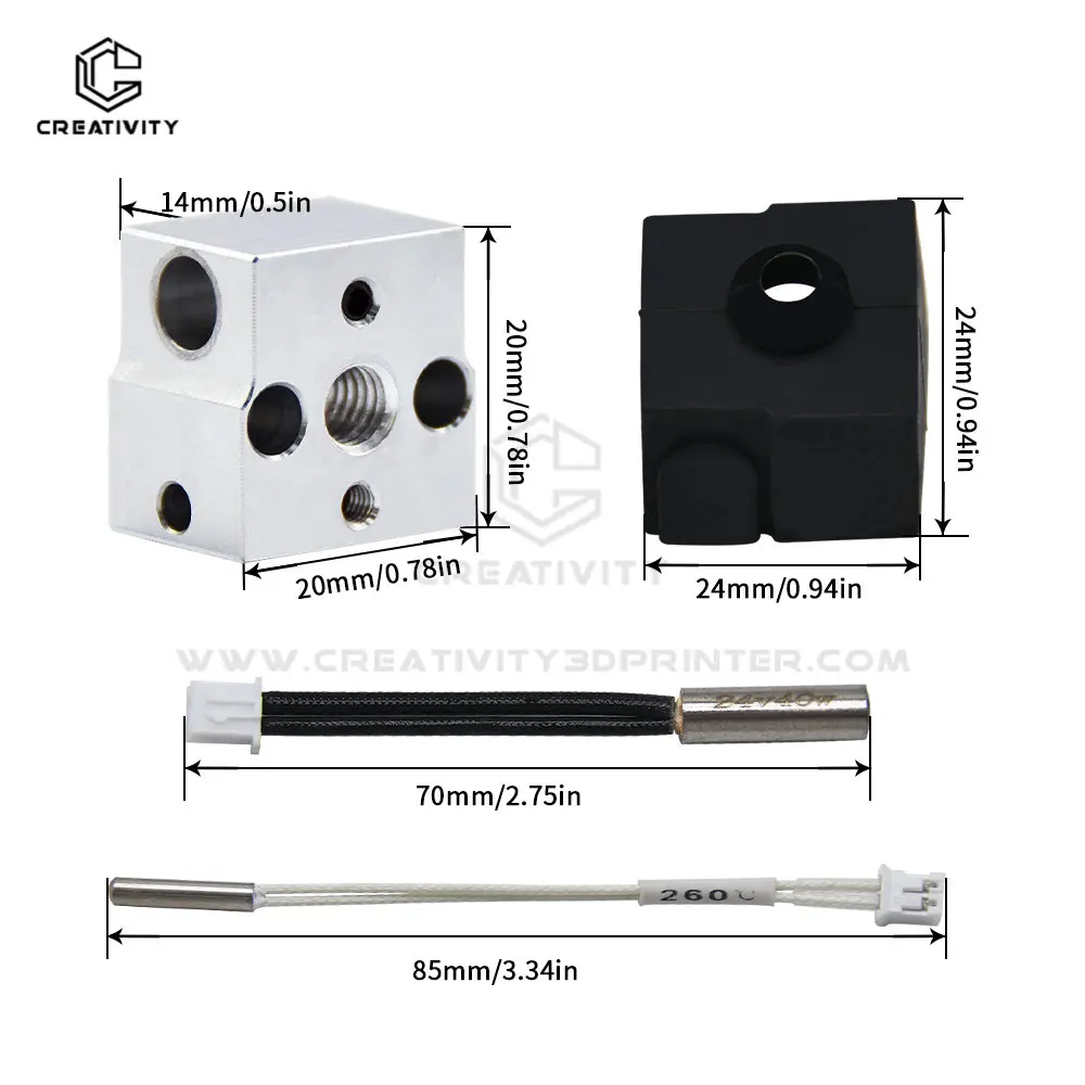 Creativity Ender 3 V3 SE 24V40W Hotend 0.4mm Nozzle Heat-break Heater Block Thermistor 1.75mm For Ender3 V3 SE 3D Printer Parts