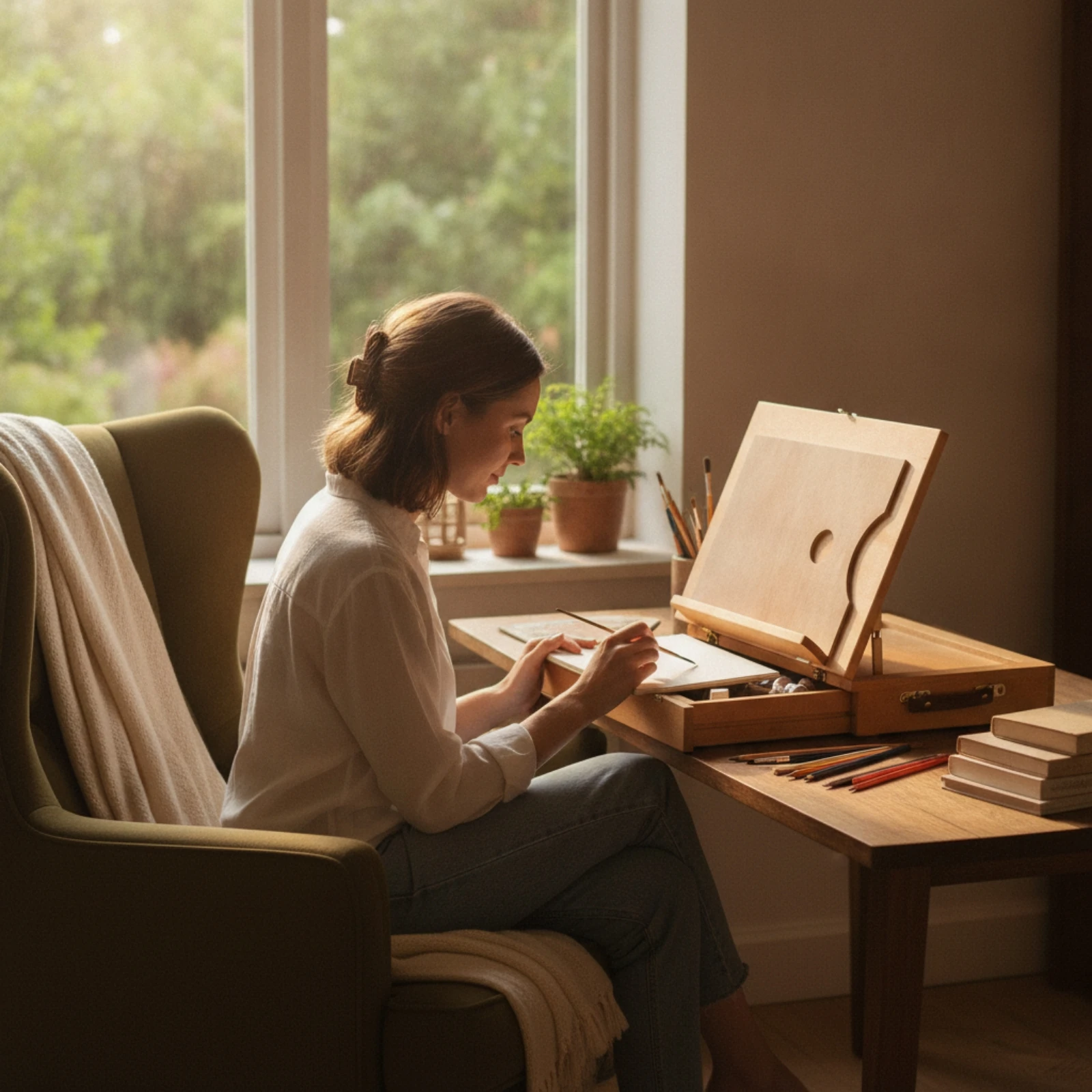 Tabletop Easel with Drawer Beechwood Table Easel with Drawer Sketch Box Compact Long-Lasting for Artists, Studio, Classroom
