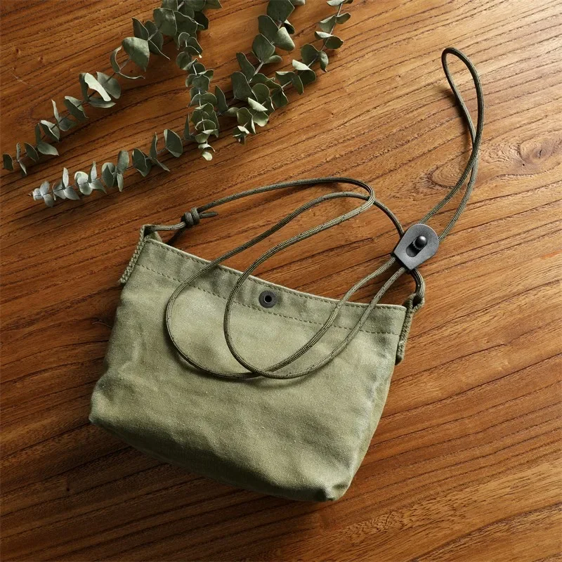 Vintage Men's Washed Distressed Army Green Crossbody Bag Casual Canvas Shoulder Bag Letter Print Adjustable Strap Travel Satchel