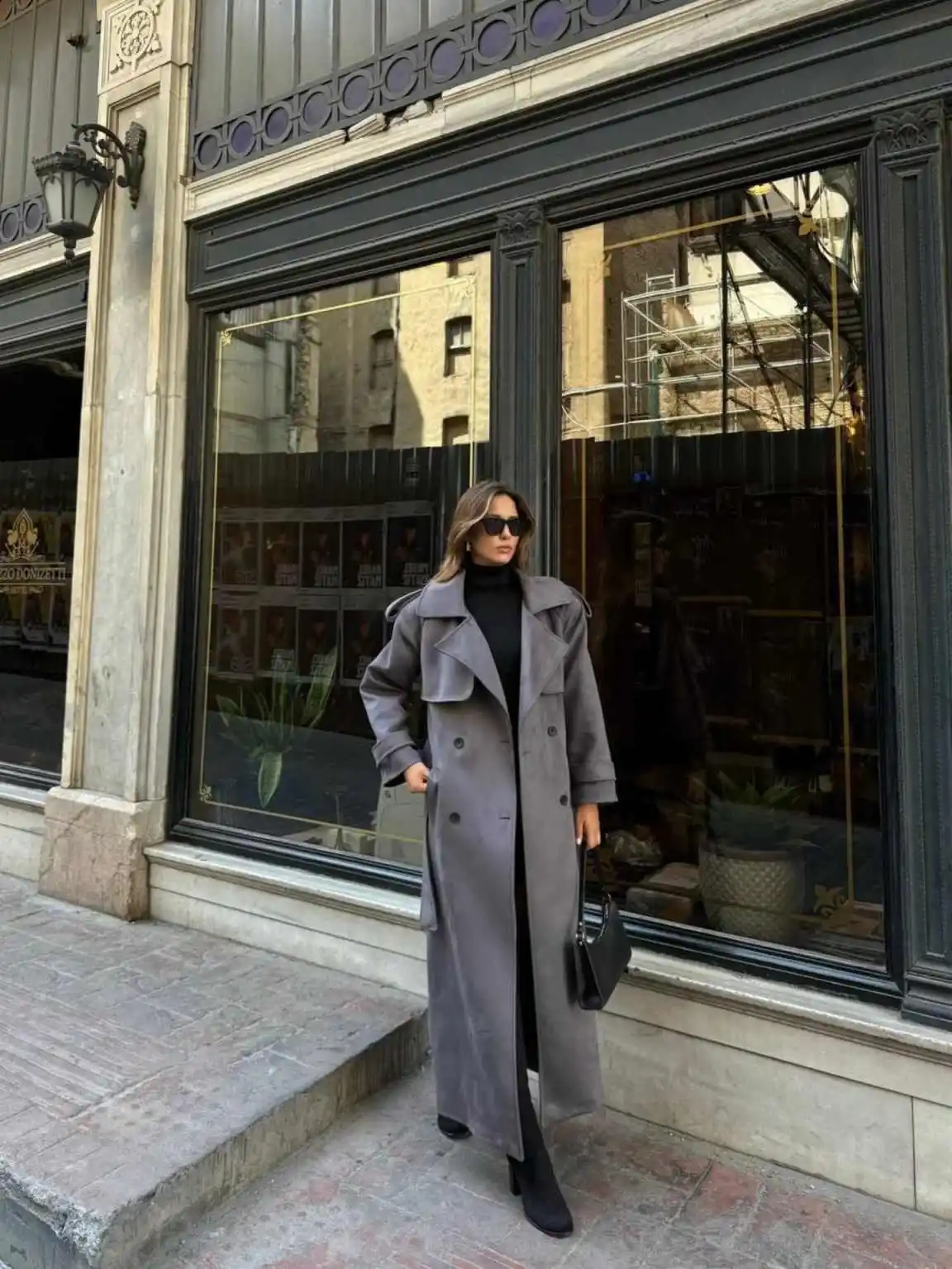 Autumn Winter New Women's Overcoat Solid Color Soft Notched Lapel Double-Breasted Coat Casual Street Customized