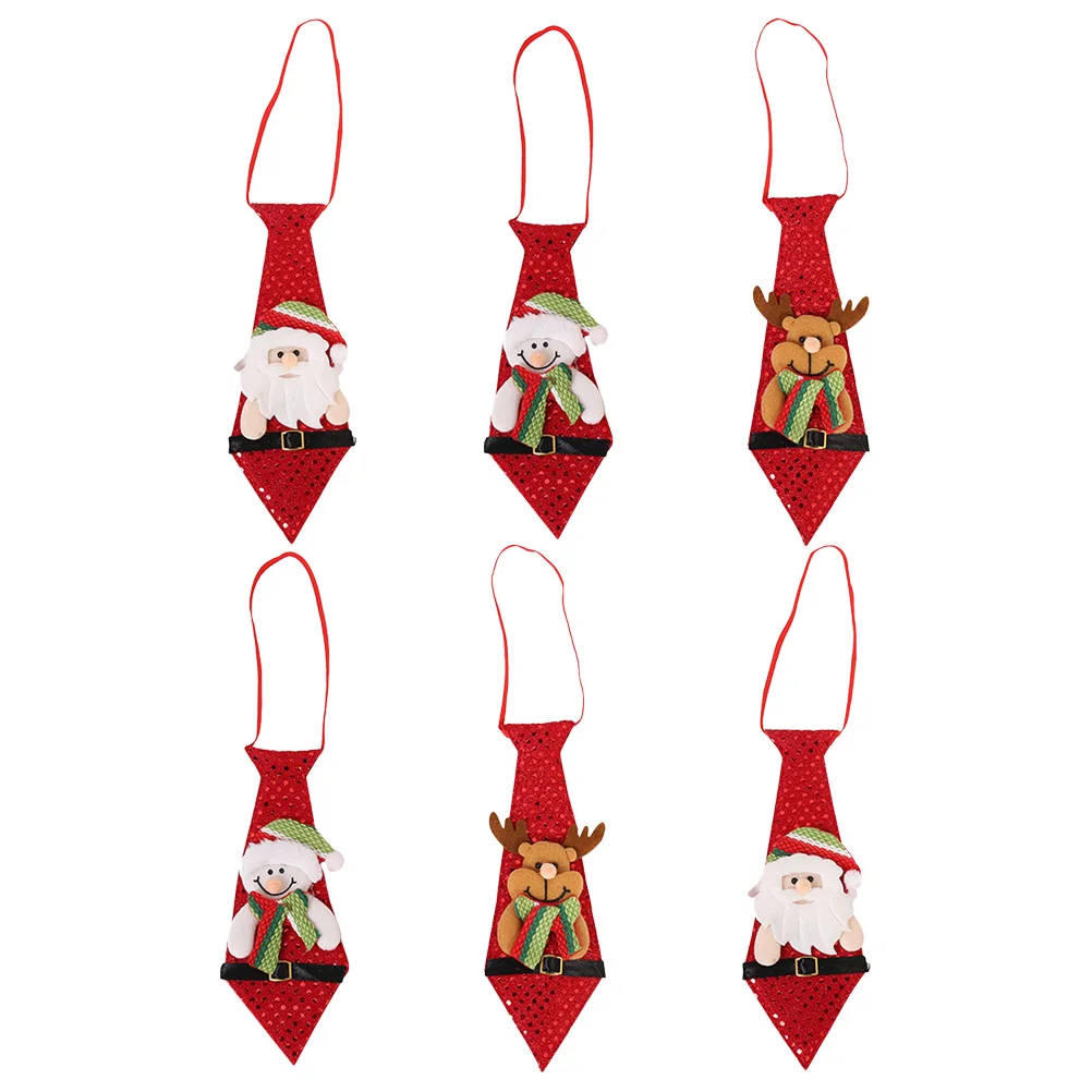 

6 Pcs Christmas Bow Tie Decoration Red Sequin Clothing Creative Gift Fashion Neck Ties Mens Kids Party Fabric Necktie Child Sto