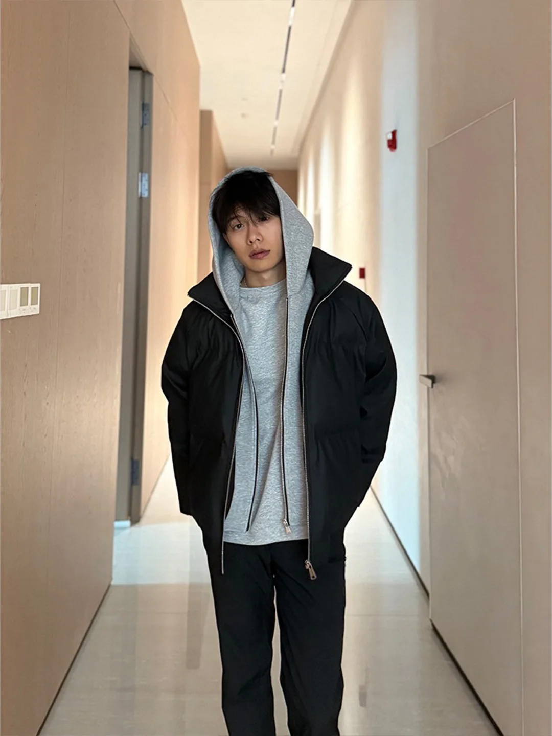 

American Sle ort Men's Cotton Jaet Double Layer Hood Thiened Warm Outerwear Zipper Closure Casual Youth Faion