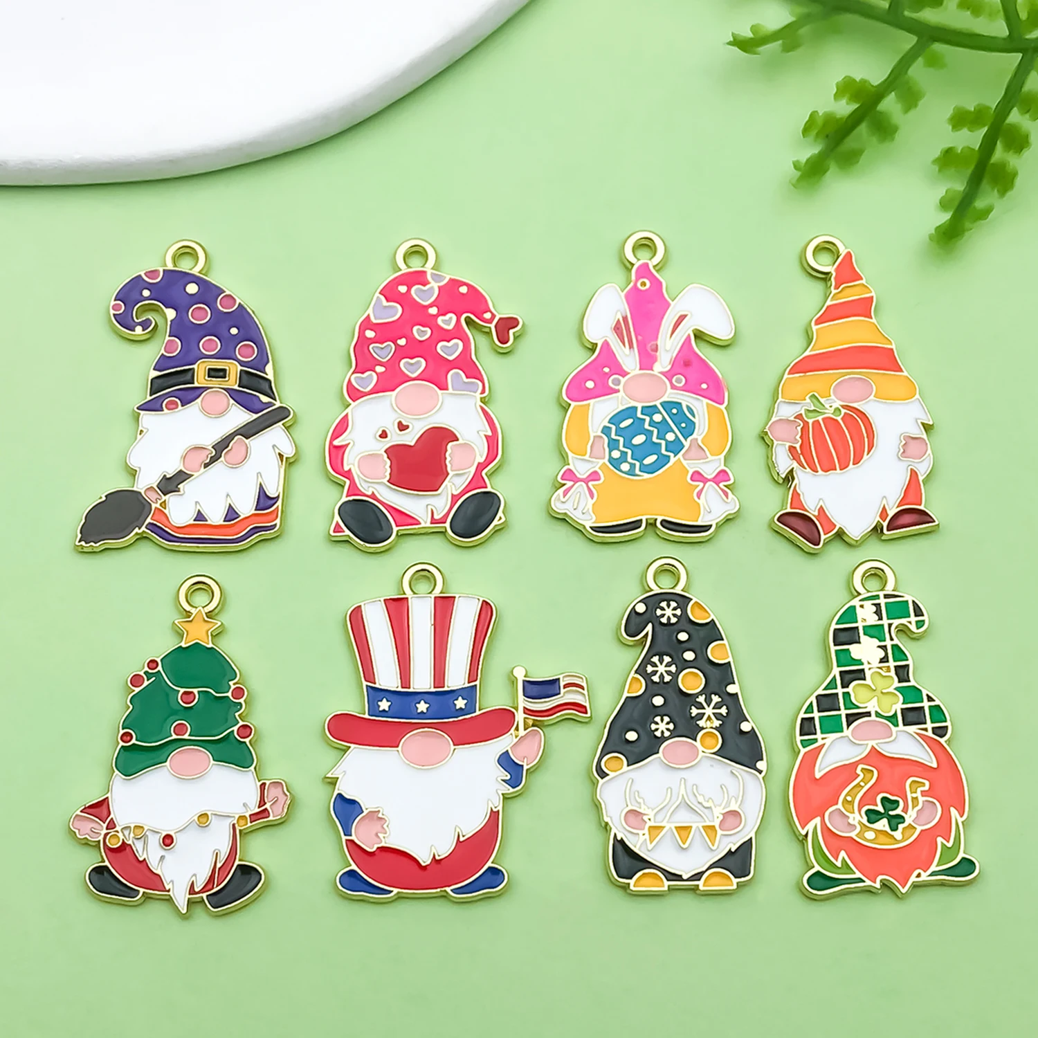 8/10pcs Enamel Easter Charms Alloy Cartoon Small Dwarf Pendants for DIY Bracelets Necklaces Earrings Jewelry Making Accessories