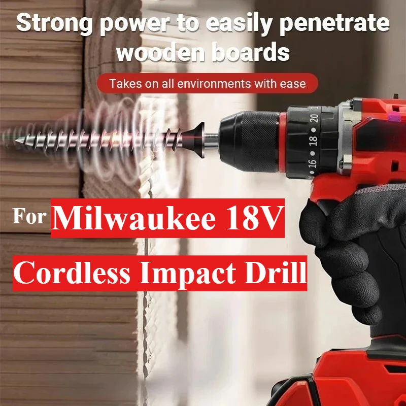 

For Milwaukee 18V/20V Battery Cordless Impact Drill Brushless Electric Drill 20+3 Torque Hammer Multifunctional Power Tools