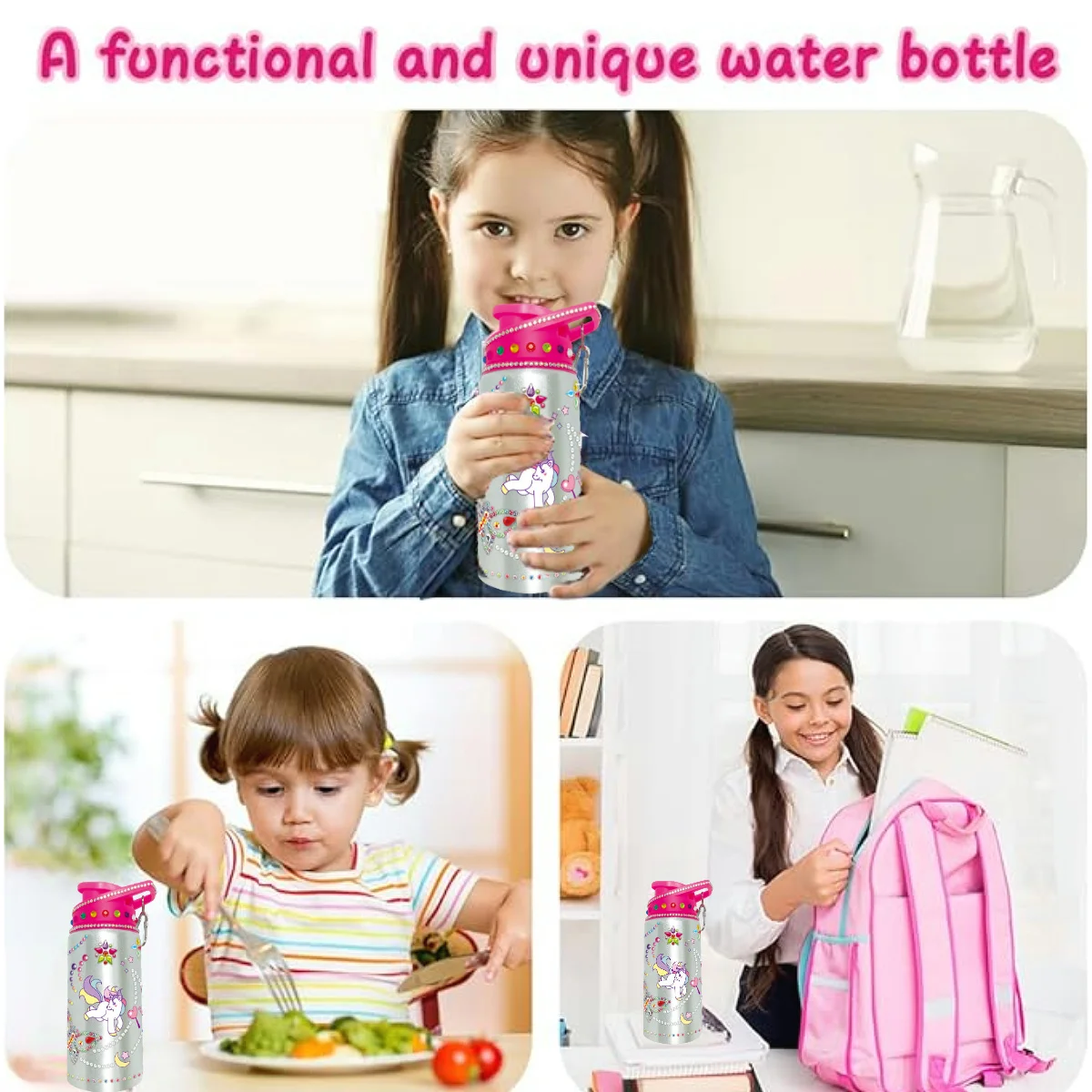 Ręcznie wykonana dekoracja zabawki DIY kreatywne naklejki diamentowy motyw wody zewnętrzna butelka wody izolacyjne butelki, zestaw do rękodzieła, prezent dla dziewczynek