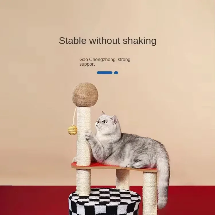 

Wholesale Cat Plush House Simple Cat Tree Furniture Scratching Beige Modern Cat Climber