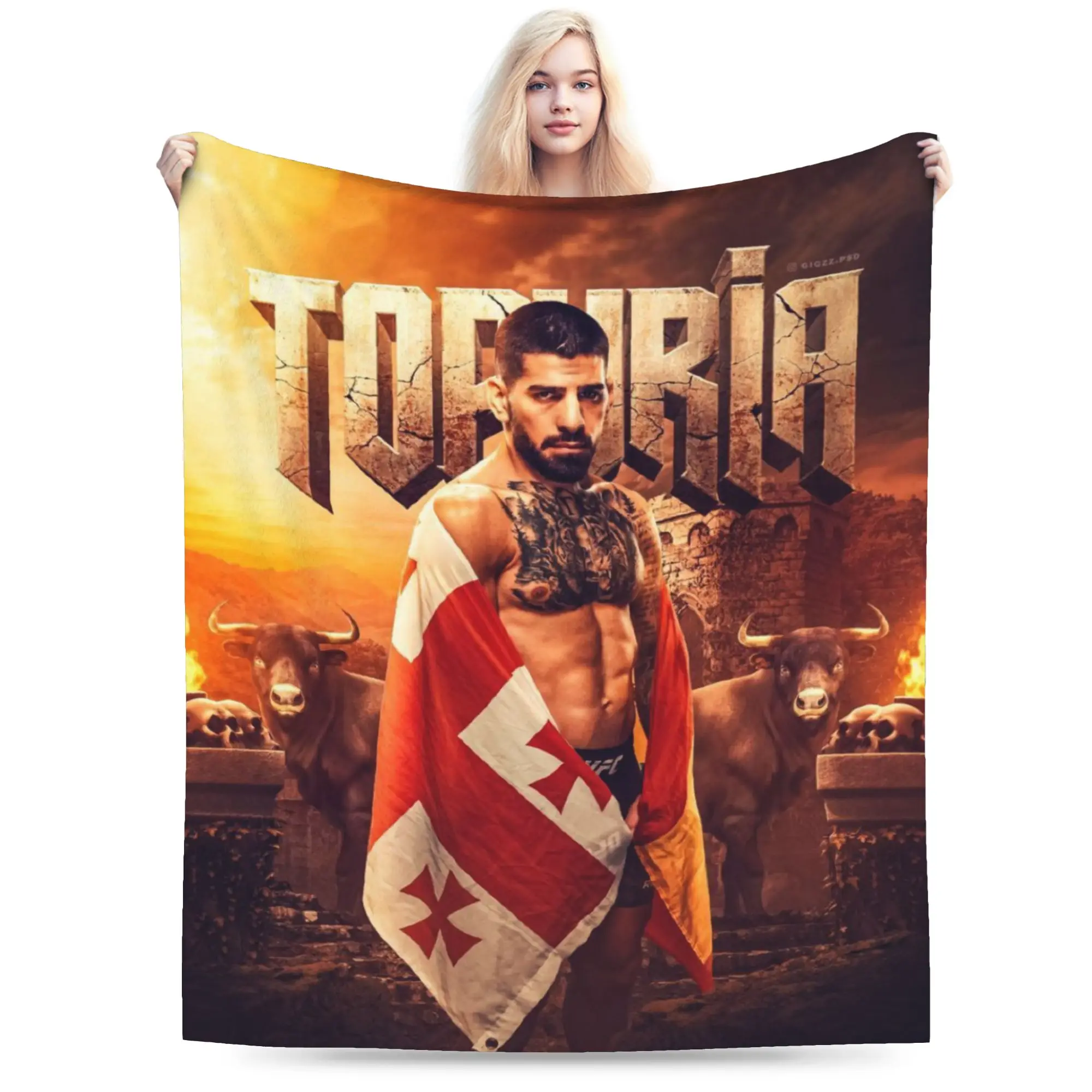 Ilia Topuria Wrestling Wrestler Accessories Blankets Ultra-Soft Fleece  Throw Blankets Cozy Bedspreads