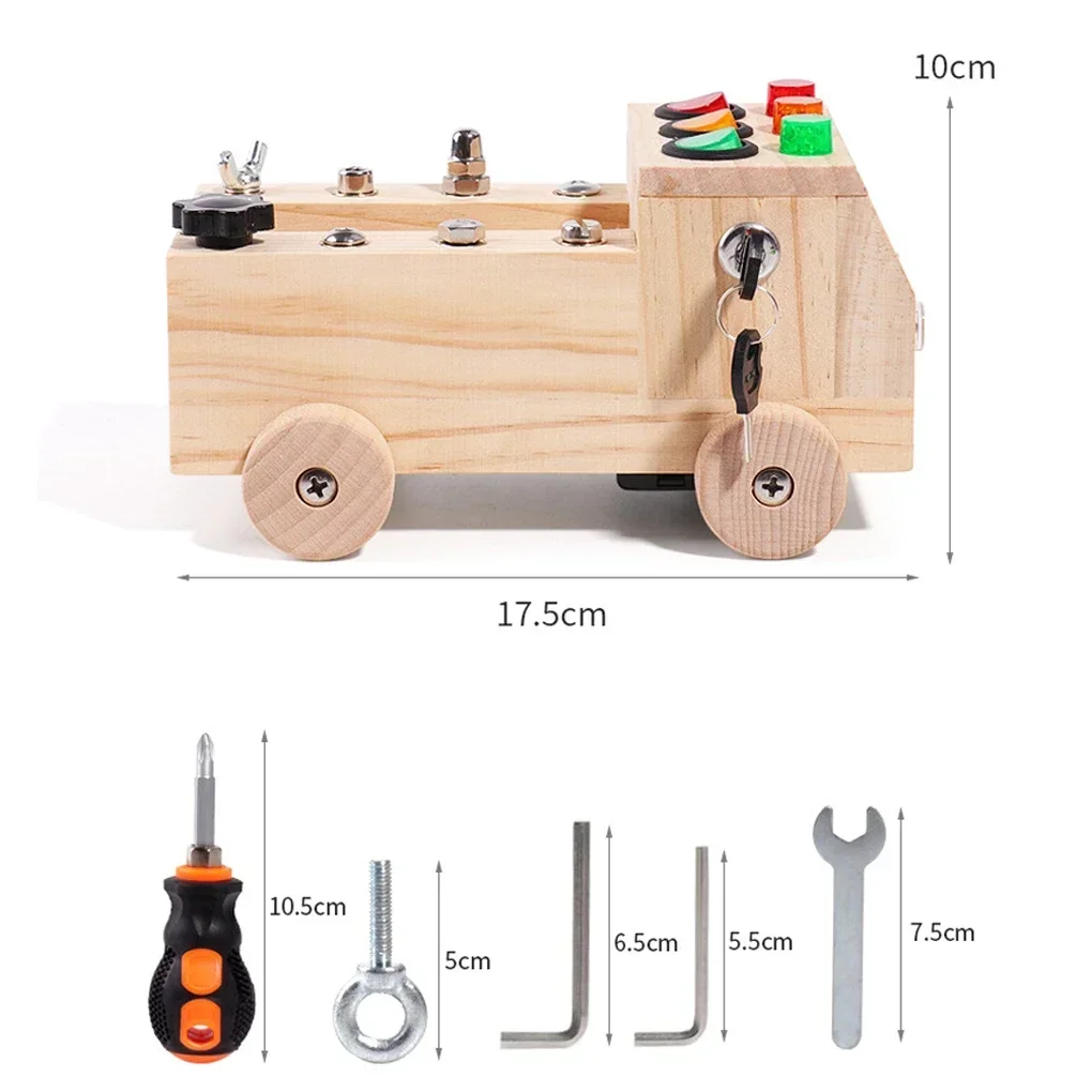 2-4 سنة الأطفال التعليم المبكر لغز لعبة خشبية مونتيسوري مشغول مجلس الألعاب الحسية التبديل صندوق التحكم عربة لعبة المسمار #4