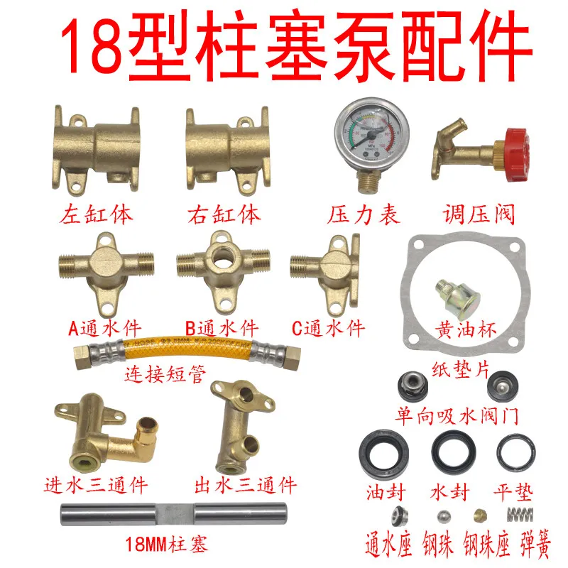 220V Single‑Phase Dual‑Cylinder Plunger Pump Head, High‑Pressure Replacement Parts for Garden Power Sprayer