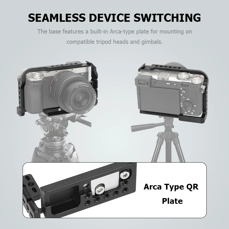 Gaiola de câmera completa CAMVATE para Sony a7C/a7C II/a7CR com gaiola de câmera base tipo Arca integrada