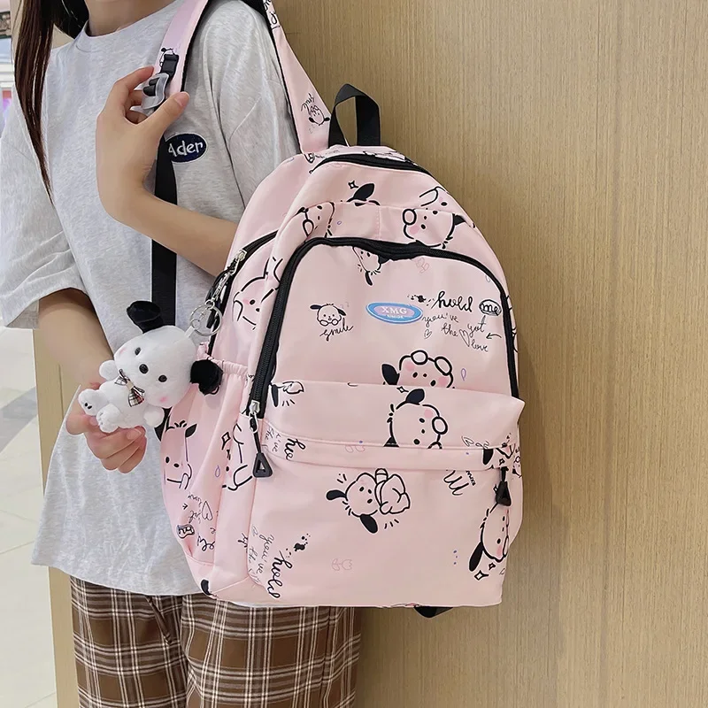 Sanrio tas sekolah murid Pacha anjing, ransel bahu ganda ringan kartun tahan air kapasitas besar, tas sekolah murid baru Pacha