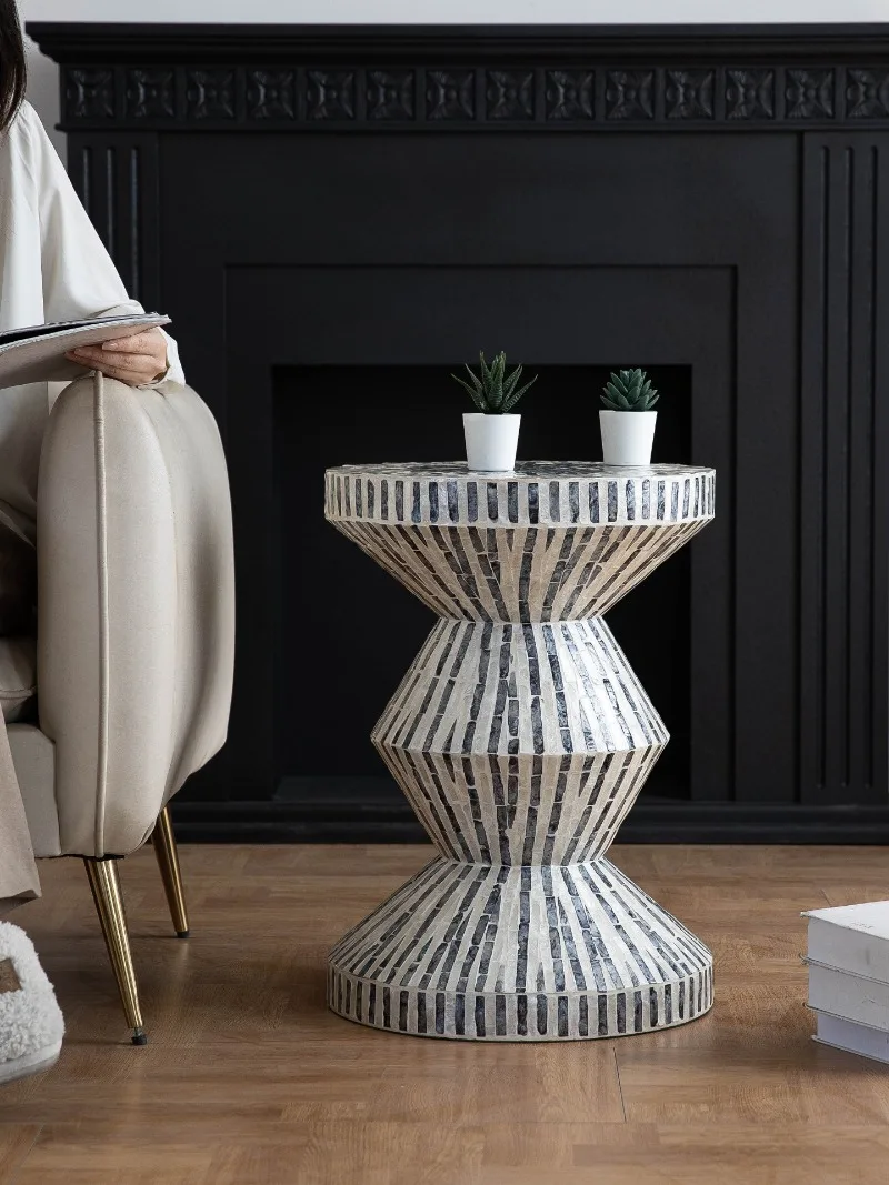 French shell decoration edge table home living room creative coffee