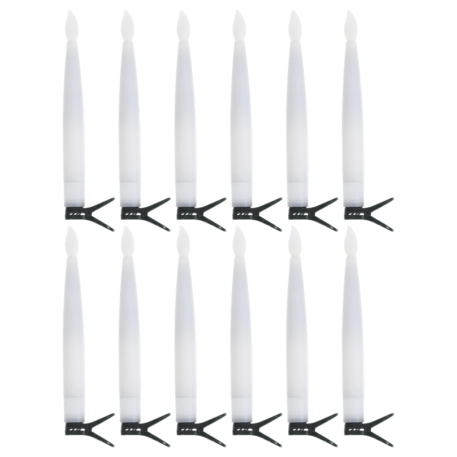 12Sets Warm White LED Christmas Tree Candles Clip on Flameless Taper Candles Battery Operated with Hooks Rods for Christmas