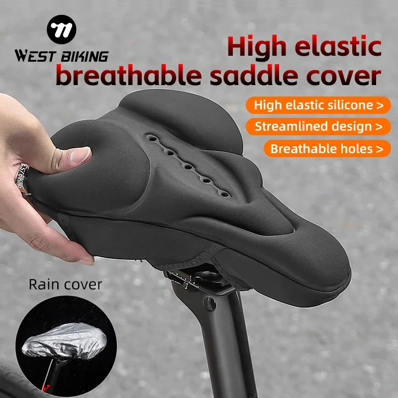 

WEST BIKING Comfortable Silicone Foam Cycling Saddle Cover Soft Bicycle Seats Cover Bike Thicken Sponge Pad Cushion Bike Parts