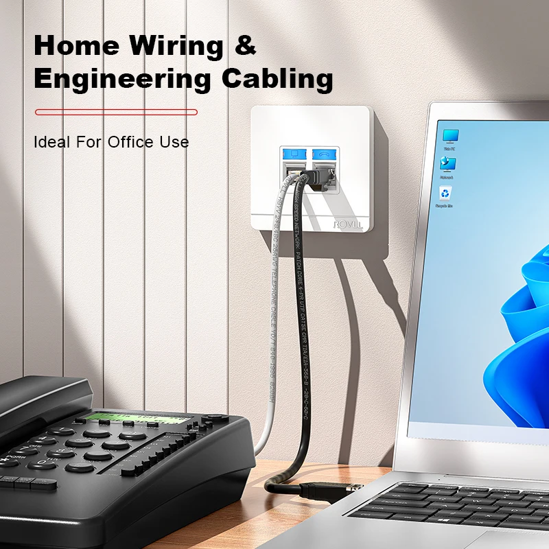 ROVLL RJ45 RJ11 1/2 Port Wall Socket Faceplate Panel for Keystone Jack CAT6 CAT5e CAT5 Ethernet Jack Not Included
