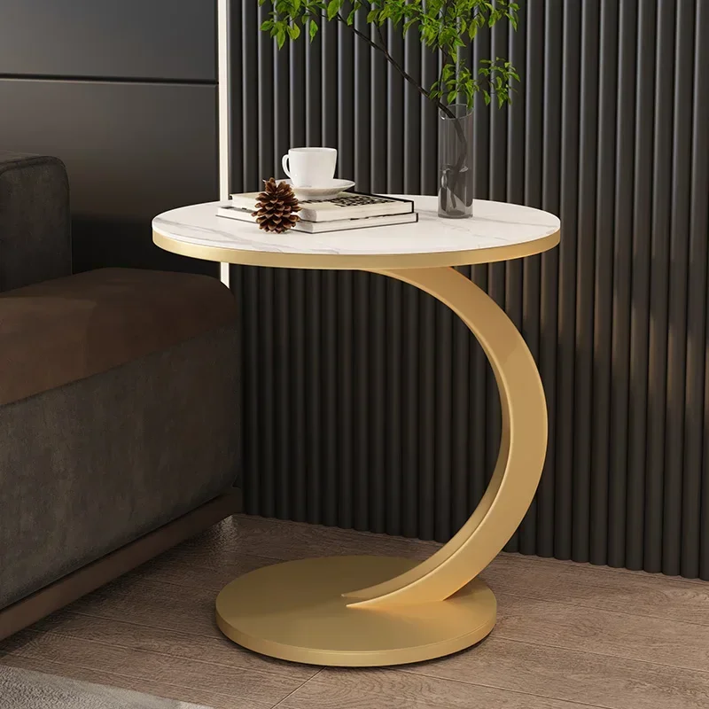 

Nordic Living Room Round Coffee Table Marble White Designer Gold Coffee Tables Circle Iron Metal Muebles Modern Furniture