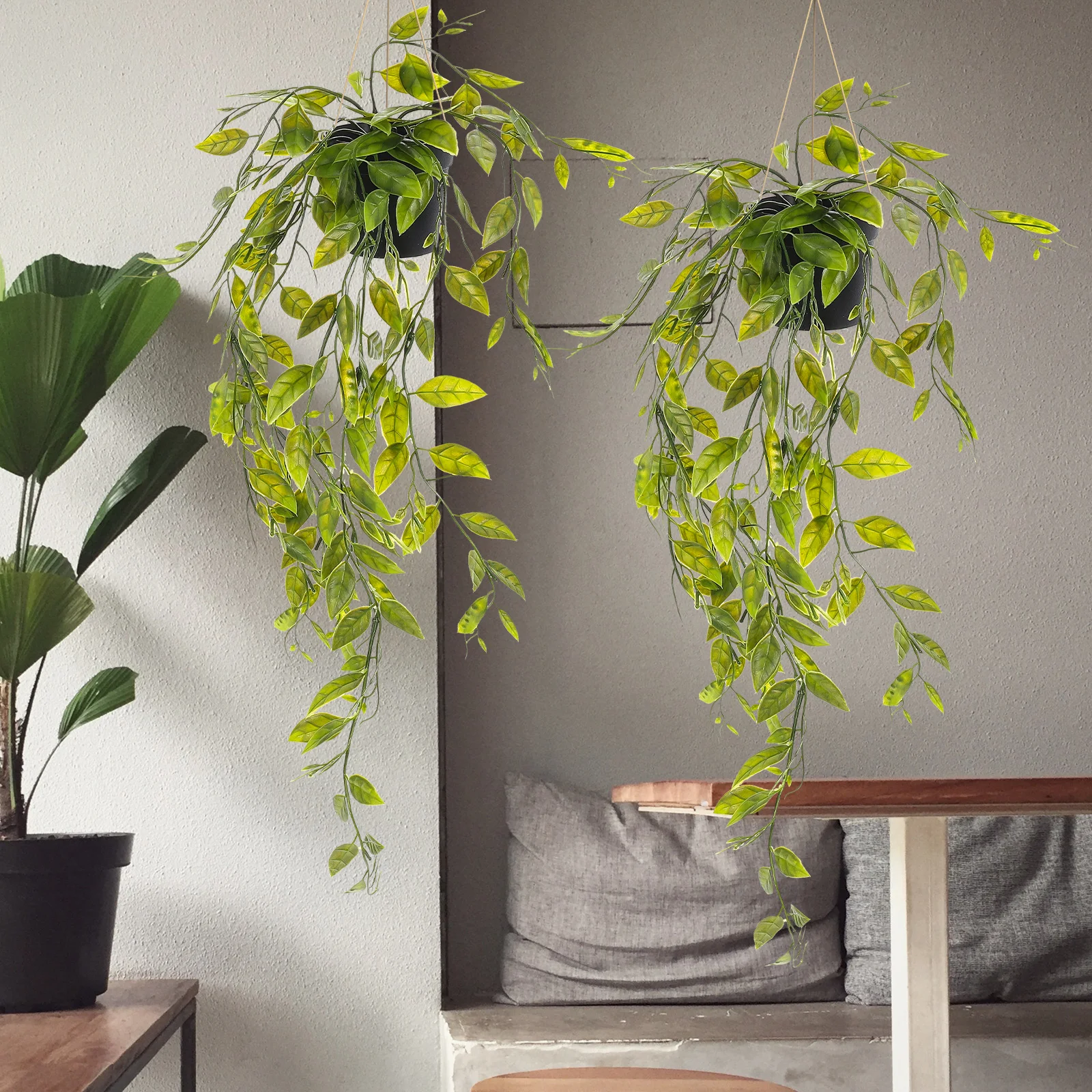 

3pcs Artificial Hanging Potted Plants Fake Greenery For Home Garden Decor Indoor Outdoor Ceiling Hanging Planters Simulation