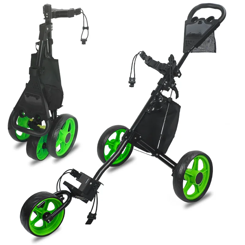 Golf Push Cart 3 Wheel Foldable Portable Detachable Aluminum Alloy Golf Trolley