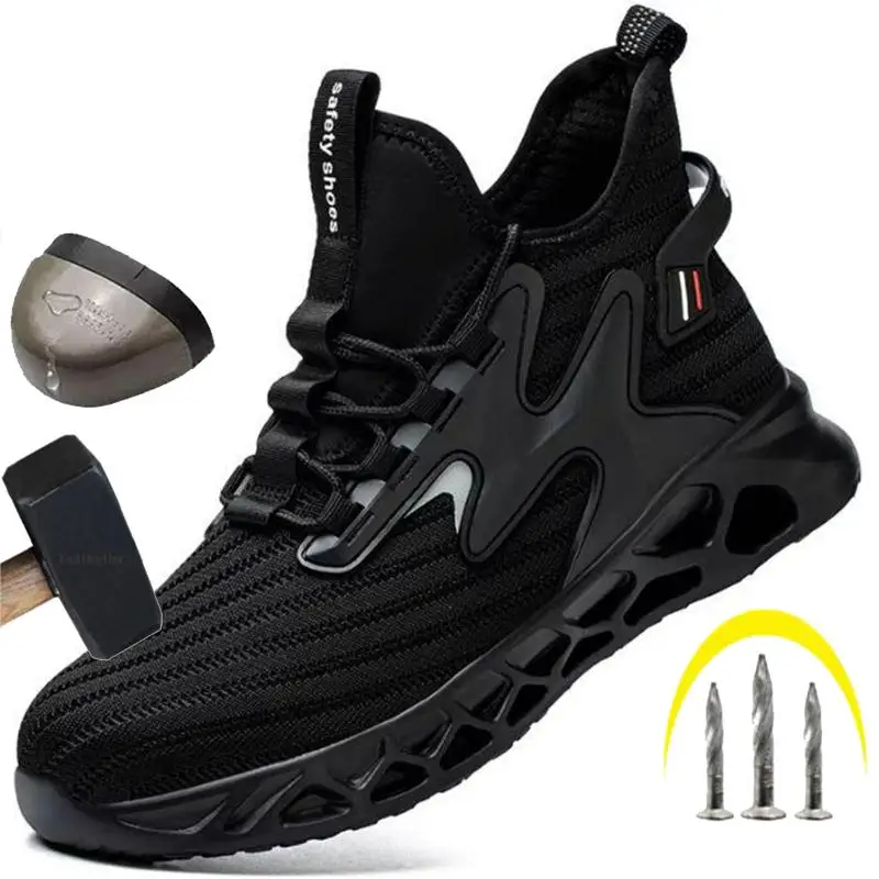 Lightweight Men Safety Shoes Steel Toe Cap Work Sneakers Men Protective Shoes Anti-smash Anti-puncture Climbing shoes