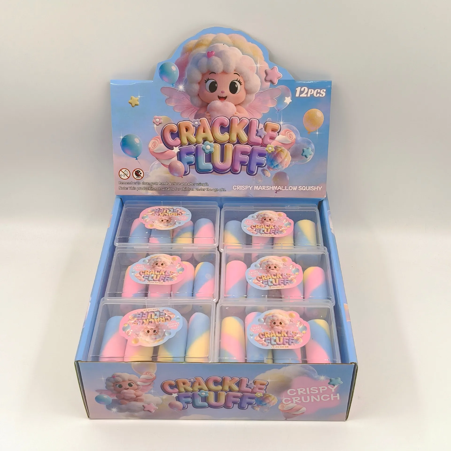 Crunchy Rainbow Roll Squishy Toy, Macaron Color Crunchy Outside Soft Inside Stress Relief Squeeze Fidget Toy for Kids & Adults