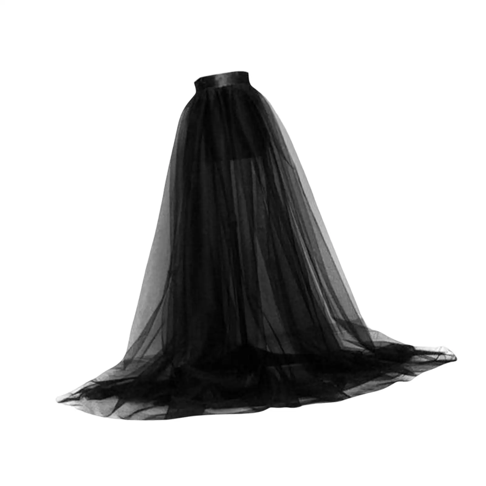 Gonna lunga tutù in tulle da donna con lacci a vita alta staccabile in tinta unita per feste cosplay da ballo