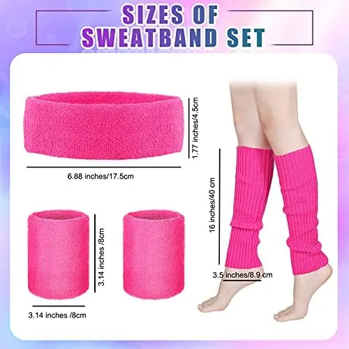 PESENAR 80. damski neonowy ciepły kombinezon na nogi portfele holograficzne robienie na drutach ciepła opaska na głowę opaska na nadgarstek nadaje się do jogi bieganie piesze wycieczki