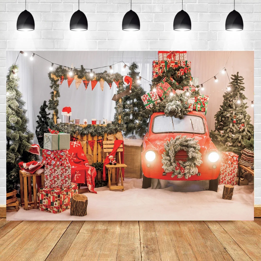 

Warm Decor Merry Christmas Festivals Party Themed Gift Tree Bulb Carpet Baby Portrait Photo Background Photo Backdrop