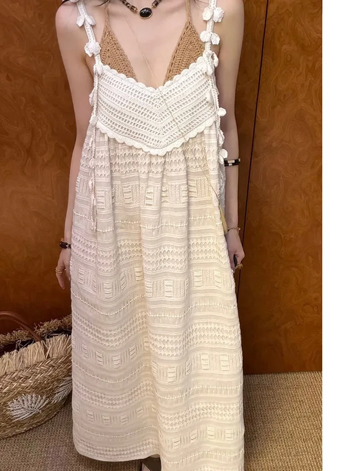 

Versatile Textured Floral Print Strapless Dress Women's High Waist A-Line Midi Dress Casual Summer Vacation Polyester Fiber