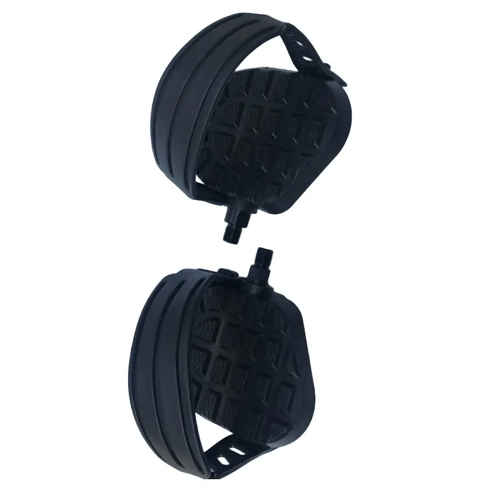 

Педали для велотренажера в помещении для домашнего спортзала, регулируемые ремни, противоскользящая ручка, подходят для шатунов с резьбой 9/16 дюйма и 1/2 дюйма