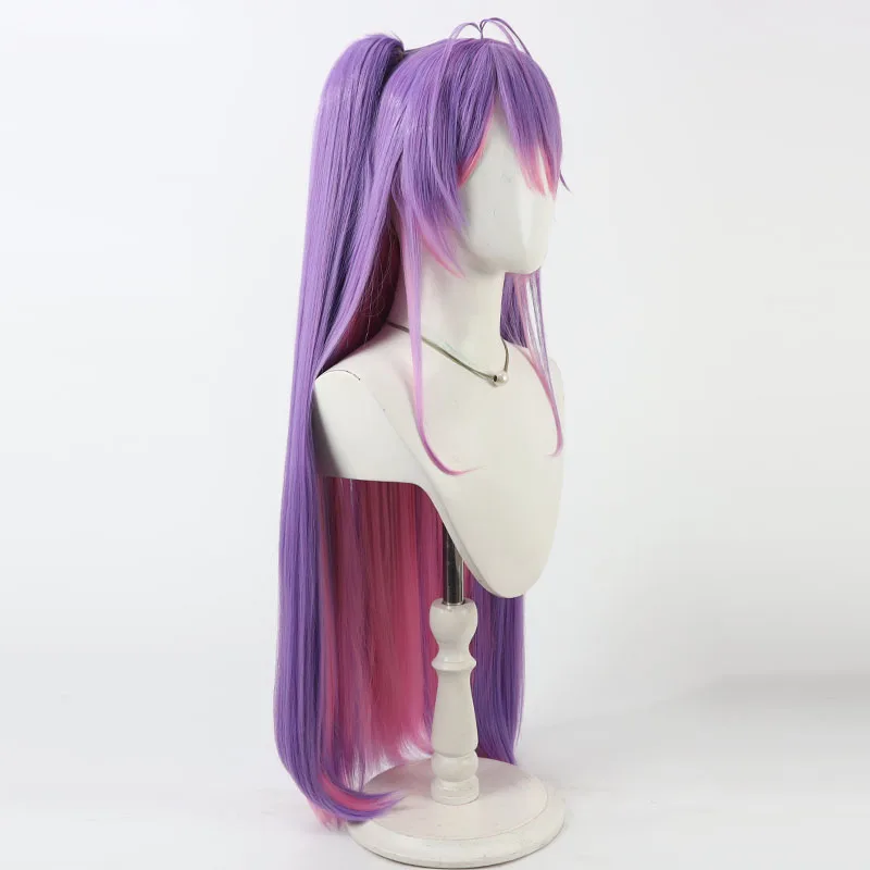 Tokoyami Towa Cosplay Wig Vtuber Purple Pink Long 80cm Synthetic Hair Heat Resistant Halloween Role Play Party Carnival +Wig Cap view 3