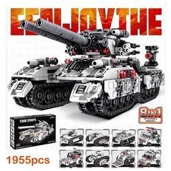 Newest 1900pcs World War 2 Military Vehicle Tank 8in1 Airplane Truck Model Building Block DIY Brick Kids Construction Toys Gifts