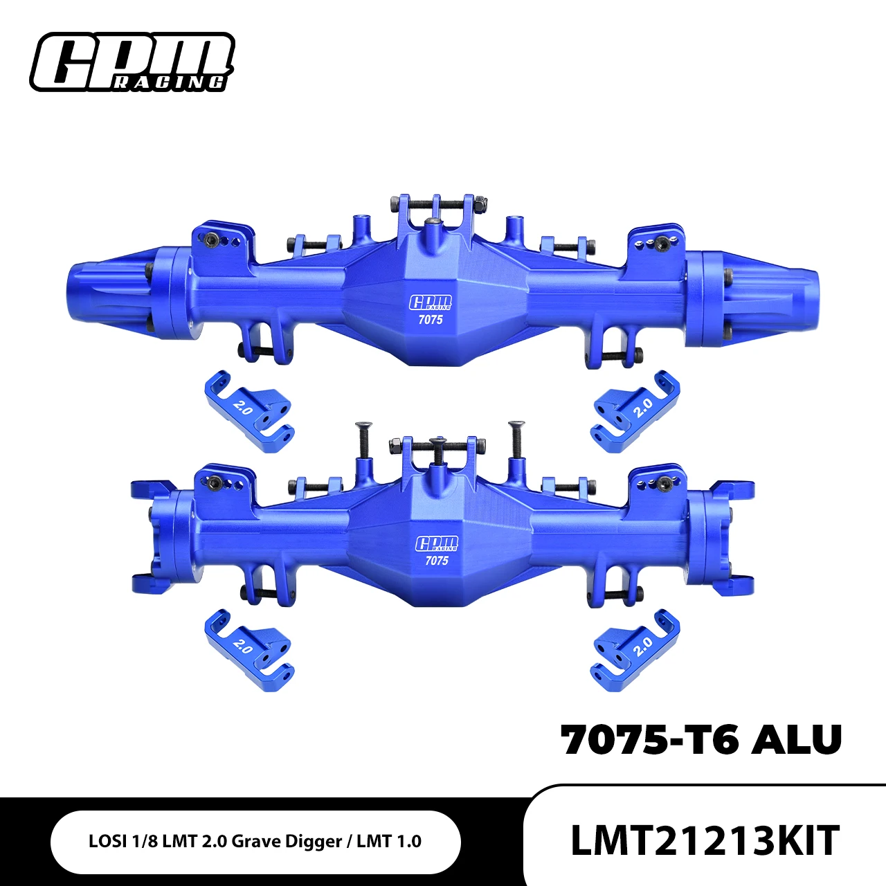 GPM 7075 Alloy Quick Release Front &Rear Axle Housing Set LOSI 1/8 LMT 2.0 / 1.0 LOS04028