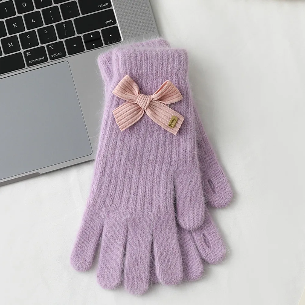 قفازات شعر أرنب عصرية سميكة مبطنة بالصوف قفازات دافئة مريحة ودافئة كاملة الأصابع للنساء #1
