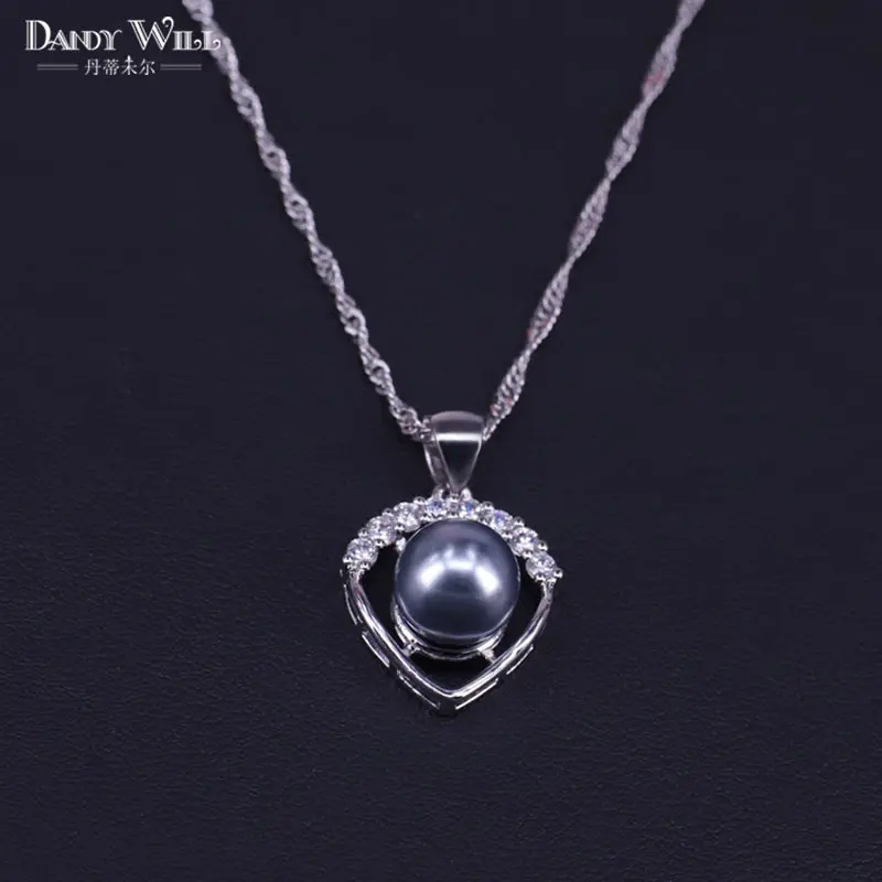 Promotion Gray Pearl White Zircon Silver 925 Costume Jewerly Stud Earrings Necklace Ring Set