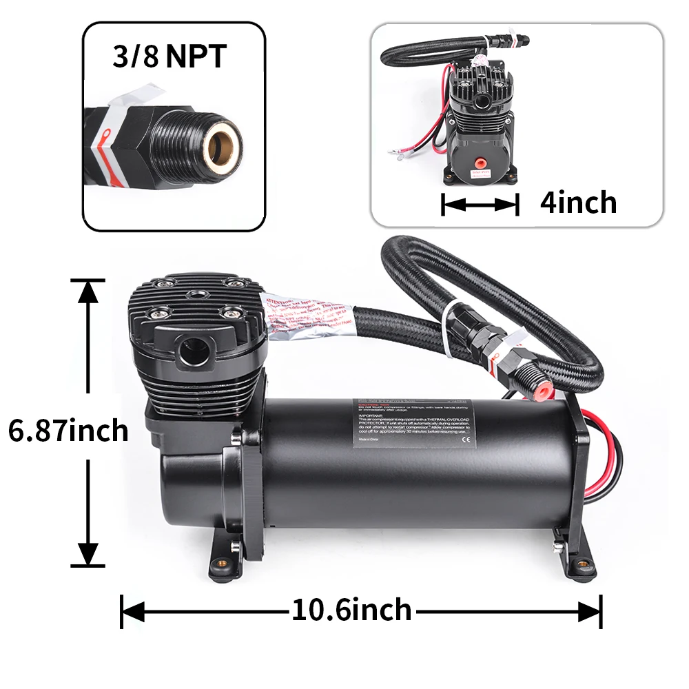 1/4NPT Or 3/8NPT OUTLET Compressor DC 12V 480C 200 PSI  car air suspension compressor air susoension compressor