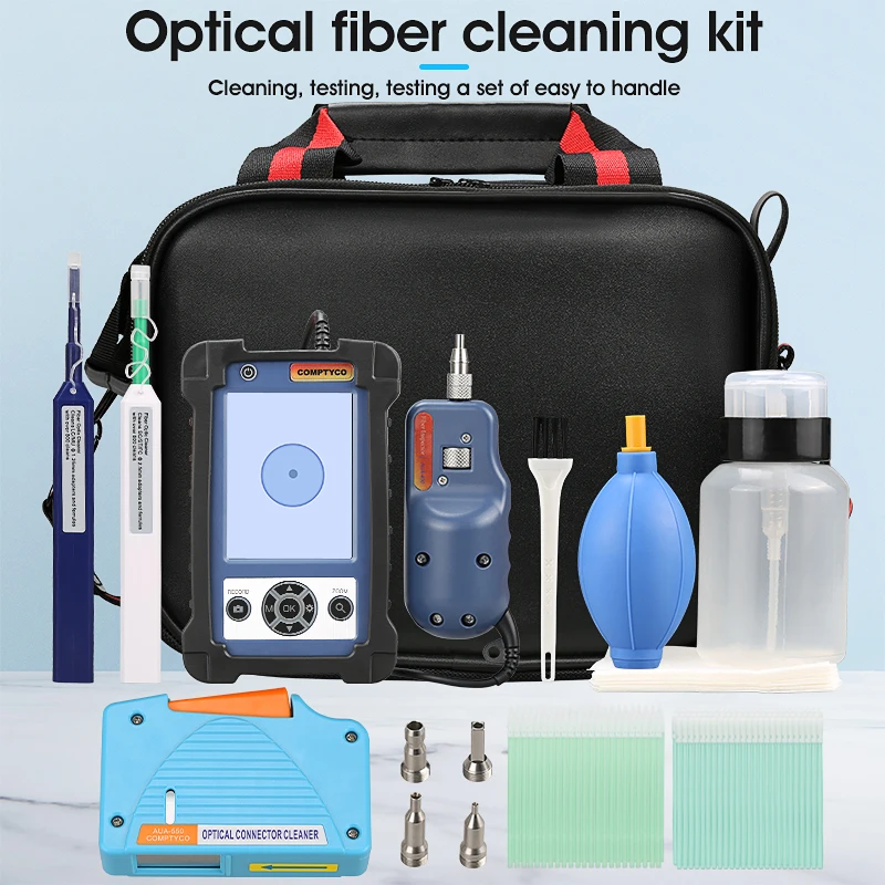 Fiber Optic Cleaning Kit with Inspection Video Microscope Inspection Probe 1.25/2.5mm Cleaner Pen Cleaner Box