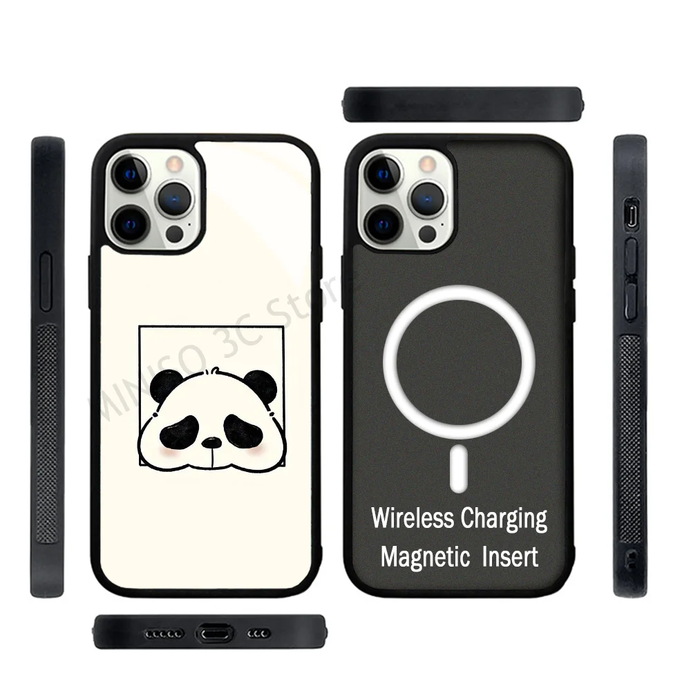 

Cute Panda Phone Case Strong Magnetic For IPhone 15 14 13 Pro Max 11 12 Mini For Magsafe