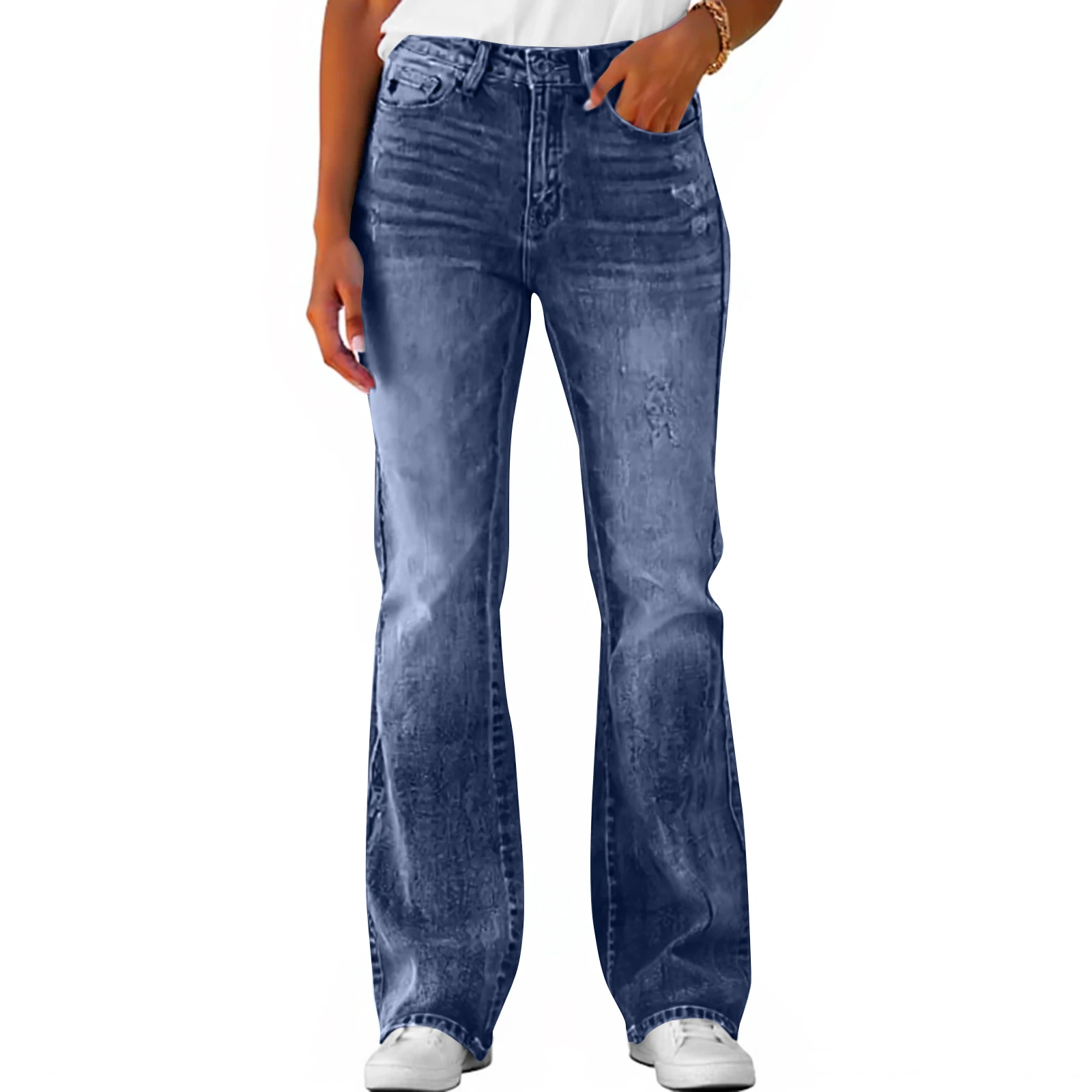 

Women High Waist Jeans Casual Slim Denim Pants Daily Female Comfortable Office Commuter Trousers Straight Bootcut Pants