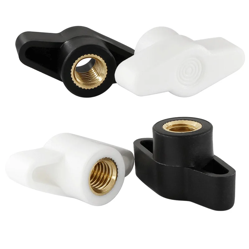 Black White 27-36#Head Diameter Plum Bakelite Hand Tighten Nuts / Butterfly Plastic Head Hand Knob Nut Through hole/Blind hole