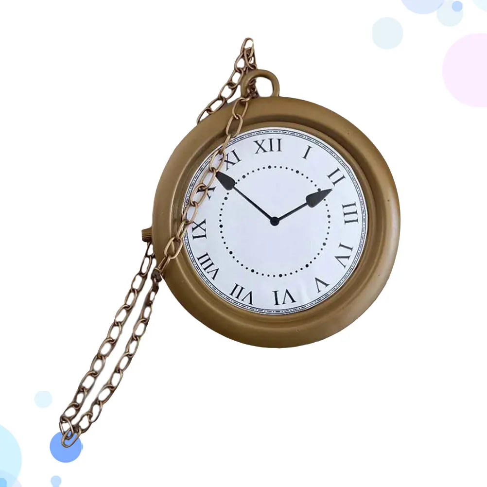 1Pcs Modern Fake Wall Clock Minimalist Plastic Hanging Clock Nonfunctional Decor Prop for Hotel Restaurant Cafe Pub Living Room
