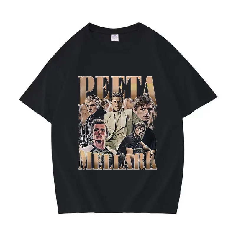 90s Peeta Mellark Vintage Graphic T Shirt Josh Hutcherson Print Short Sleeve T-shirts Men's Women 100% Cotton Oversized T-shirt